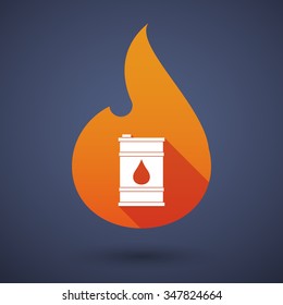 Illustration of a long shadow vector flame icon with a barrel of oil