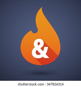 Illustration of a long shadow vector flame icon with an ampersand