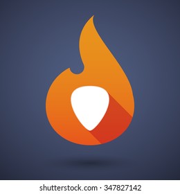 Illustration of a long shadow vector flame icon with a plectrum