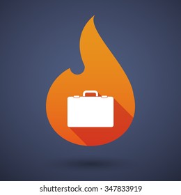 Illustration of a long shadow vector flame icon with  a breiefcase