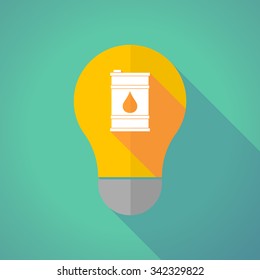 Illustration of a long shadow vector light bulb with a barrel of oil
