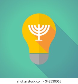 Illustration of a long shadow vector light bulb with a chandelier