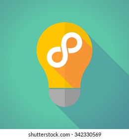 Illustration of a long shadow vector light bulb with an infinite sign