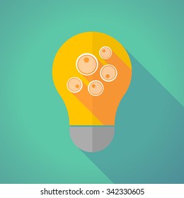 Illustration of a long shadow vector light bulb with oocytes