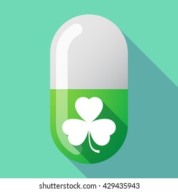 Illustration of a long shadow vector pill with a clover
