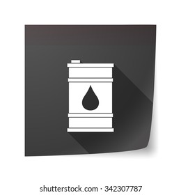 Illustration of a long shadow vector sticky note icon with a barrel of oil