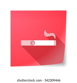 Illustration of a long shadow vector sticky note icon with an electronic cigarette