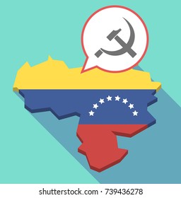 Illustration of a long shadow Venezuela map, its flag and a comic balloon with  the communist symbol