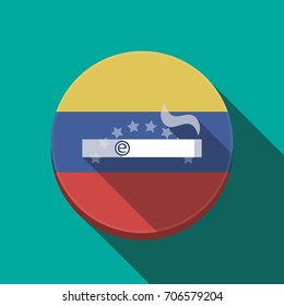 Illustration of a long shadow Venezuela rounded button with an electronic cigarette