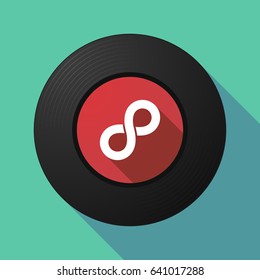 Illustration of a long shadow vinyl long play disc with an infinite sign
