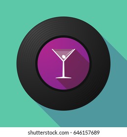 Illustration of a long shadow vinyl long play disc with a cocktail glass
