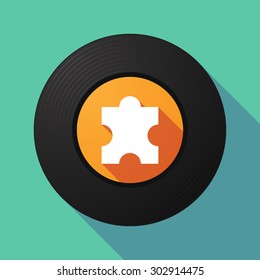 Illustration of a long shadow vinyl record with a puzzle piece