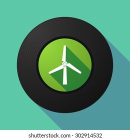 Illustration of a long shadow vinyl record with a wind generator