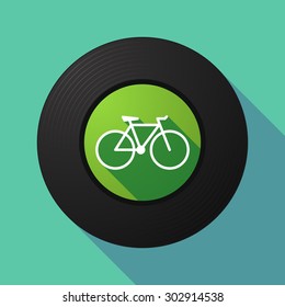 Illustration of a long shadow vinyl record with a bicycle