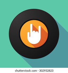 Illustration of a long shadow vinyl record with a rocking hand