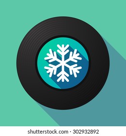 Illustration of a long shadow vinyl record with a snow flake