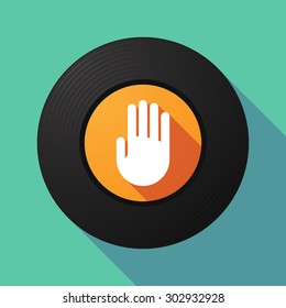 Illustration of a long shadow vinyl record with a hand