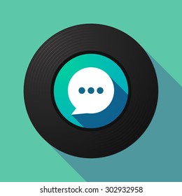 Illustration of a long shadow vinyl record with a comic balloon