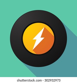 Illustration of a long shadow vinyl record with a lightning