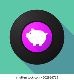 Illustration of a long shadow vinyl record with a pig