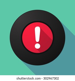 Illustration of a long shadow vinyl record with an exclamation sign