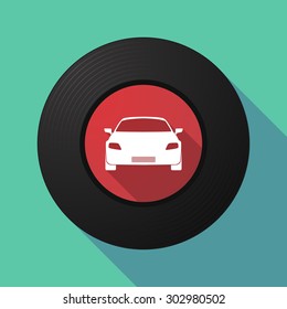 Illustration of a long shadow vinyl record with a car