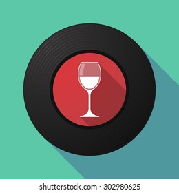 Illustration of a long shadow vinyl record with a cup of wine