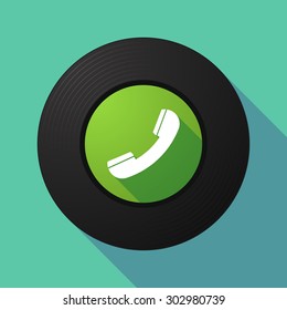 Illustration of a long shadow vinyl record with a phone