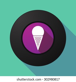 Illustration of a long shadow vinyl record with a cone ice cream