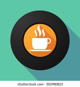 Illustration of a long shadow vinyl record with a cup of coffee