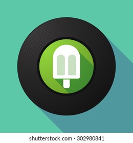 Illustration of a long shadow vinyl record with an ice cream