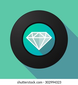 Illustration of a long shadow vinyl record with a diamond