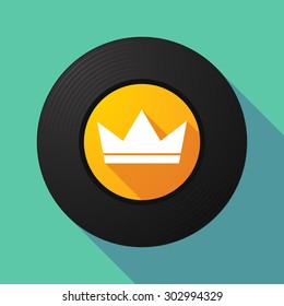 Illustration of a long shadow vinyl record with a crown