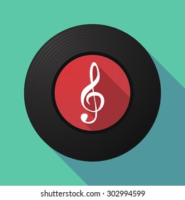 Illustration of a long shadow vinyl record with a treble clef