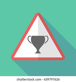 Illustration of a long shadow warning sign with  an award cup