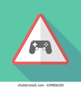 Illustration of a long shadow warning sign with  a game pad