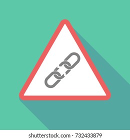 Illustration of a long shadow warning signal with a broken chain