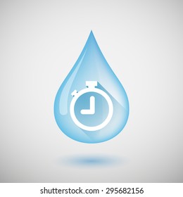 Illustration of a long shadow water drop icon with a timer