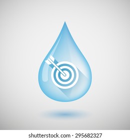 Illustration of a long shadow water drop icon with a dart board