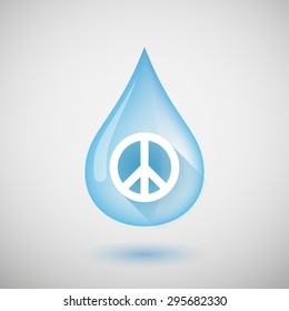 Illustration of a long shadow water drop icon with a peace sign
