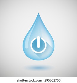 Illustration of a long shadow water drop icon with an off button