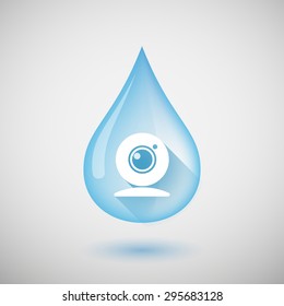 Illustration of a long shadow water drop icon with a web cam