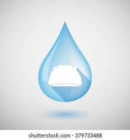Illustration of a long shadow water drop icon with a work helmet