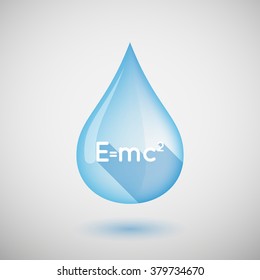 Illustration of a long shadow water drop icon with the Theory of Relativity formula