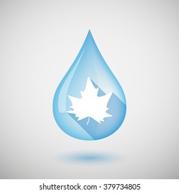 Illustration of a long shadow water drop icon with an autumn leaf tree