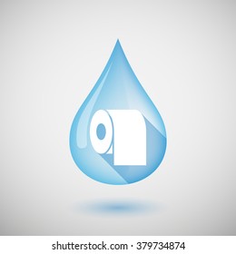 Illustration of a long shadow water drop icon with a toilet paper roll