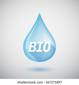Illustration of a long shadow  water drop with  the text  BIO