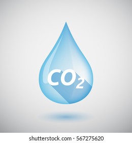 Illustration of a long shadow  water drop with    the text CO2