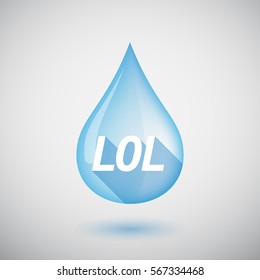 Illustration of a long shadow  water drop with    the text LOL