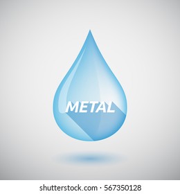 Illustration of a long shadow  water drop with    the text METAL